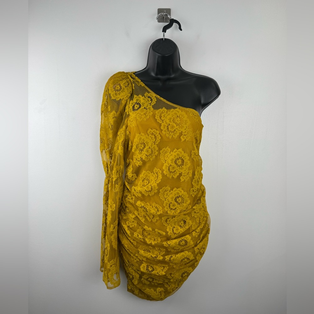 NWT For Love &‎ Lemons Women Tiana Lace One Shoulder Mini Dress Size Small